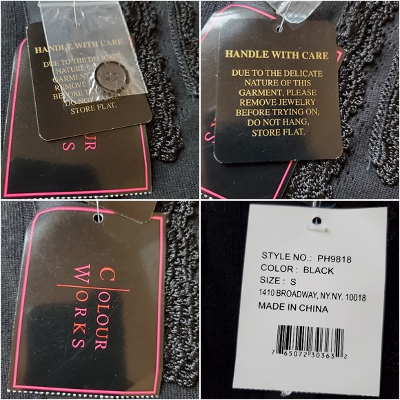 Colour Works Black Cardigan Sweater lightweight form fitting size Small NWT - Picture 9 of 10